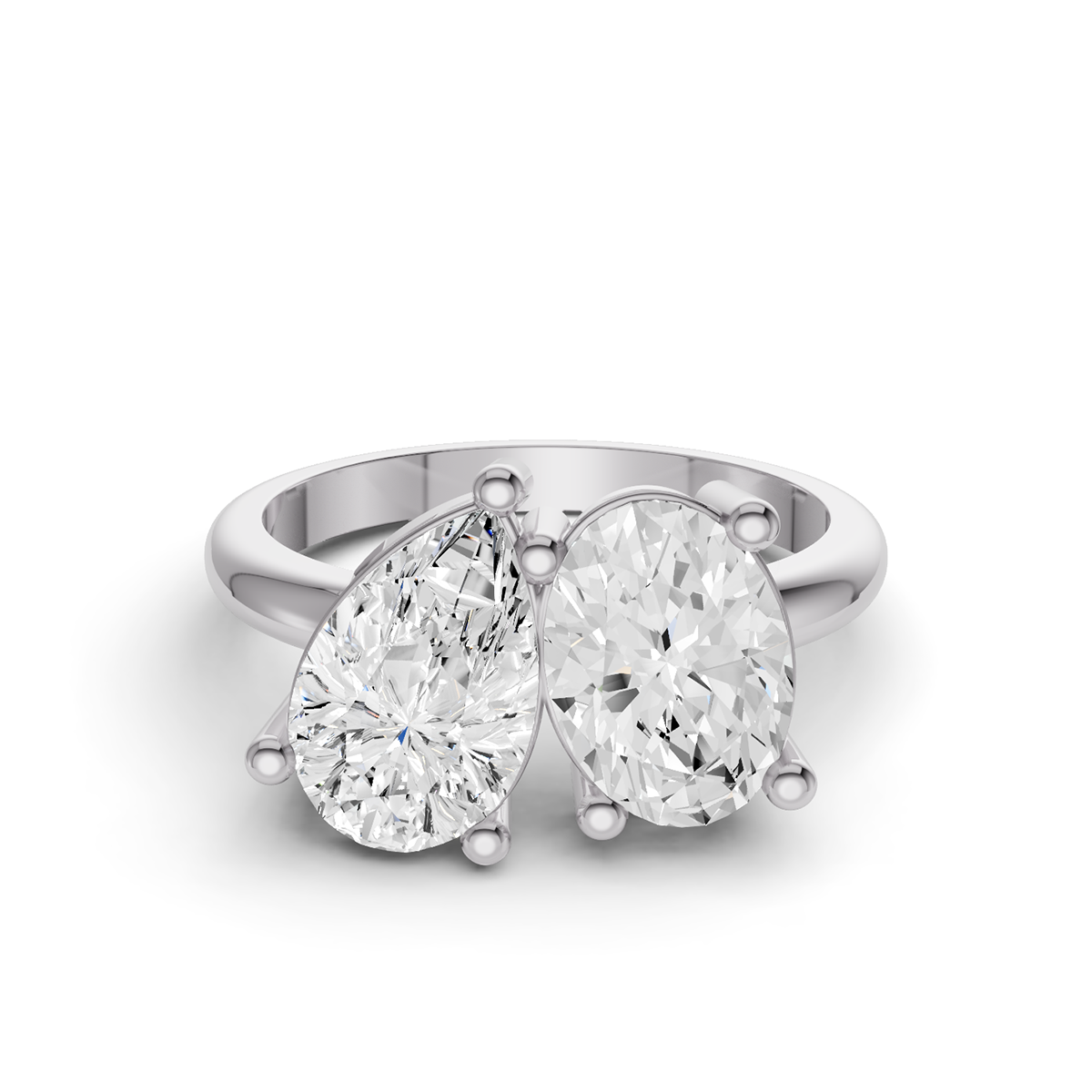 4 CT TW Toi et Moi Mixed Shape Two Stone Lab Grown Diamond Rings in 14 Karat Gold