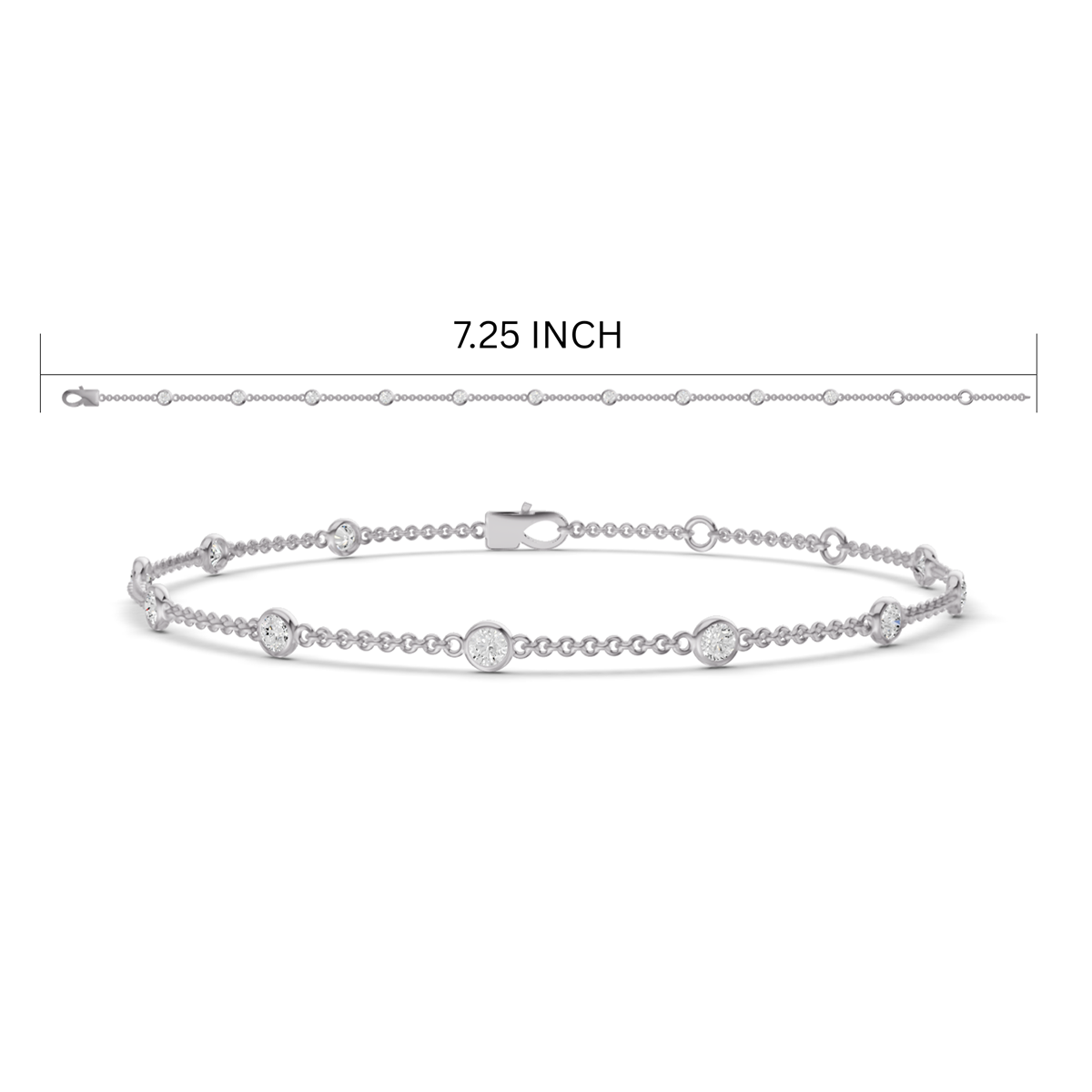 Round Lab Grown Diamond Station Bracelet in 14 Karat Gold Bezel Set