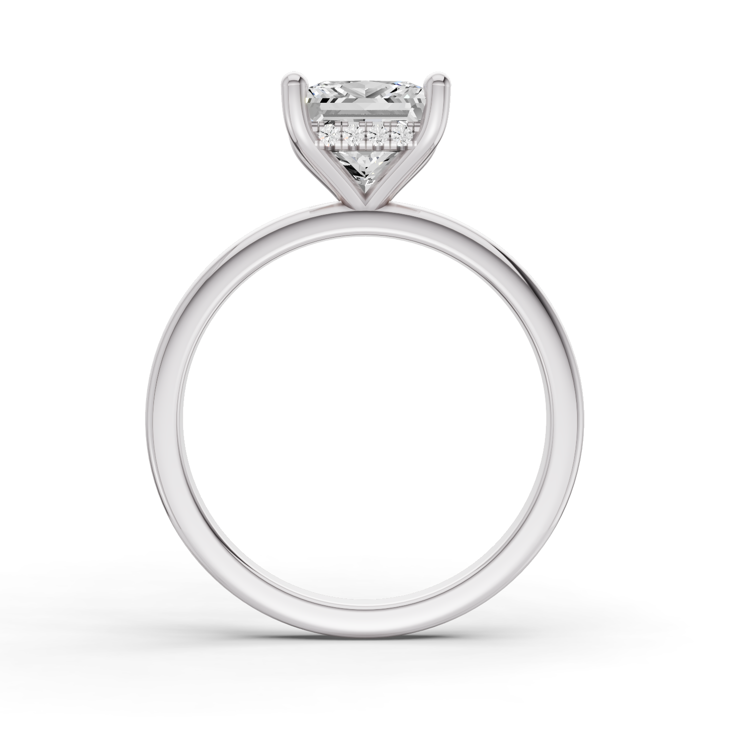 Princess Hidden Halo Plain Shank Engagement Lab Grown Diamond Ring