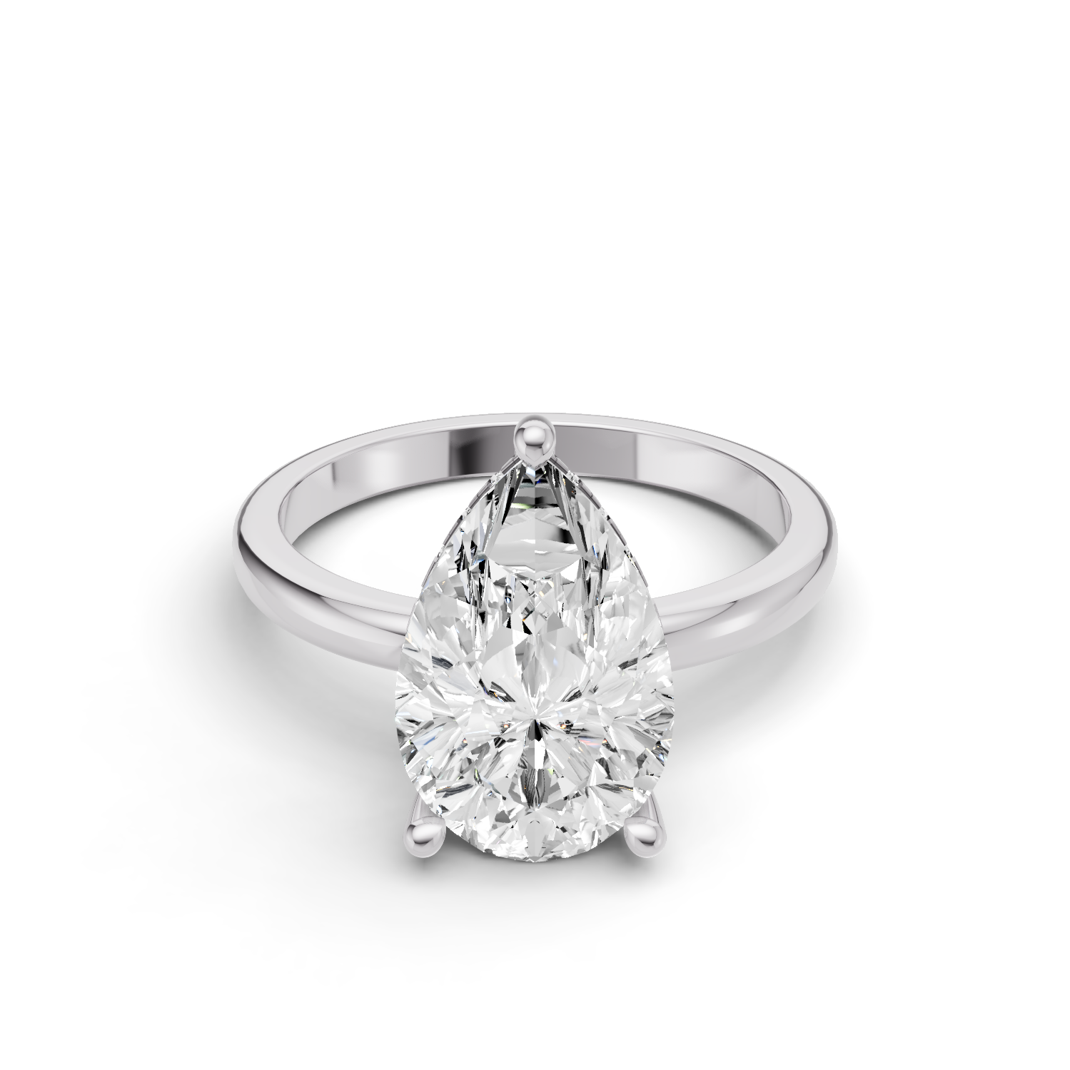 Pear Hidden Halo Plain Shank Engagement Lab Grown Diamond Ring
