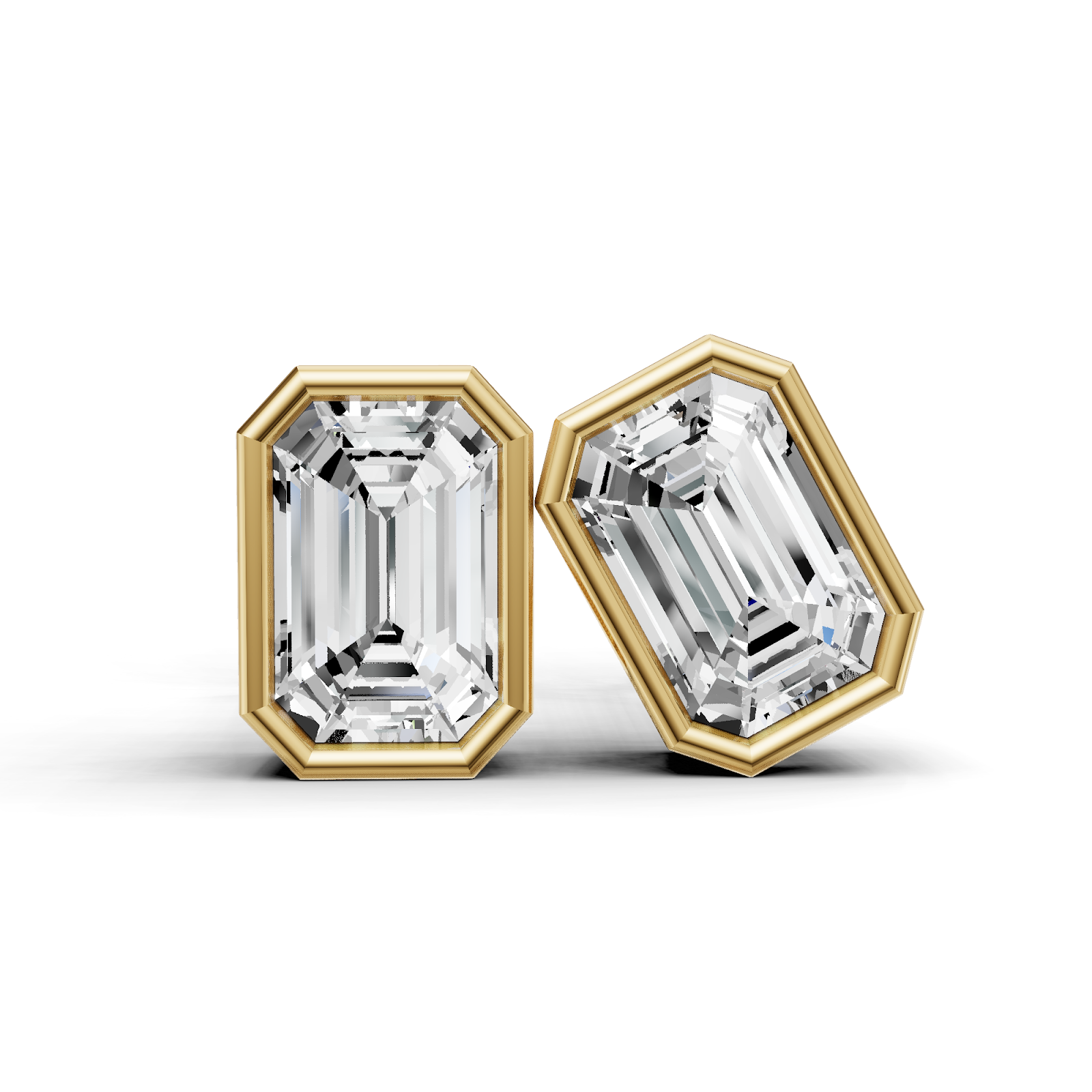 Emerald Solitaire Lab Grown Diamond Bezel Studs