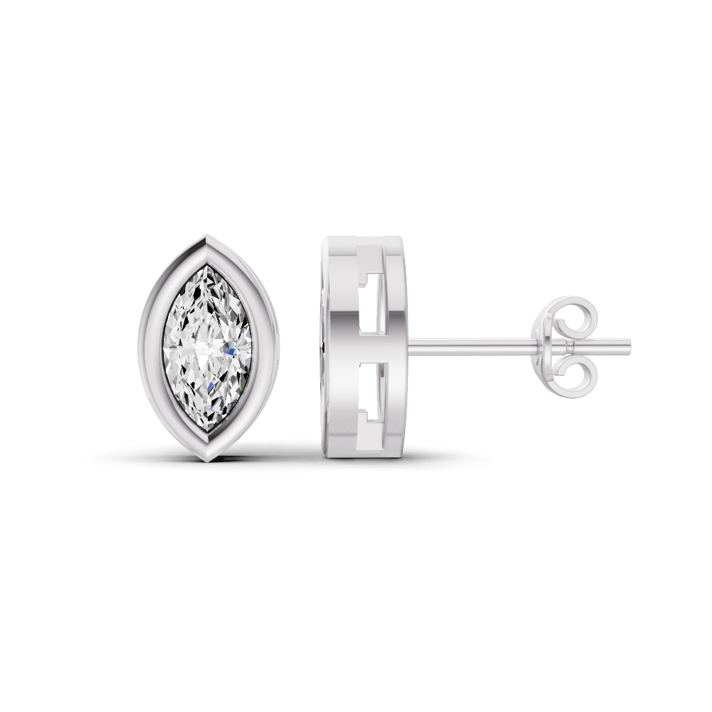 Marquise Solitaire Lab Grown Diamond Bezel Studs