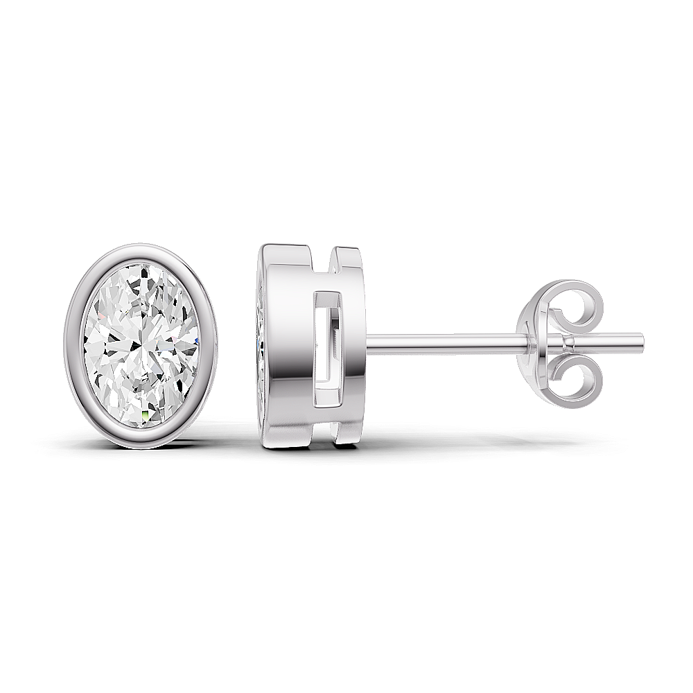 Oval Solitaire Lab Grown Diamond Bezel Studs