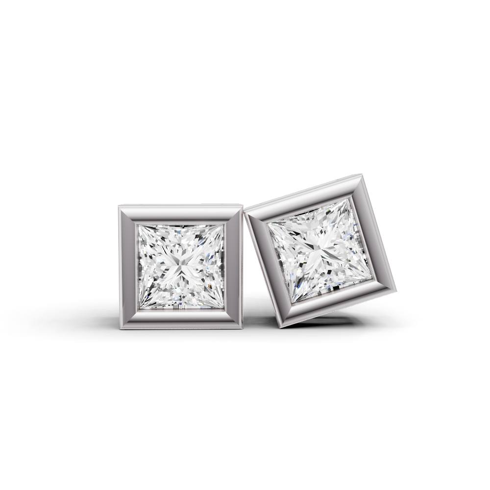 Princess Solitaire Lab Grown Diamond Bezel Studs