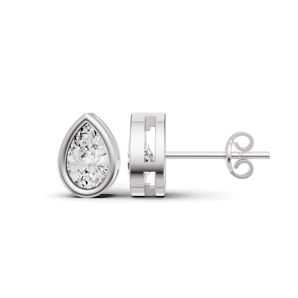 Pear Solitaire Lab Grown Diamond Bezel Studs