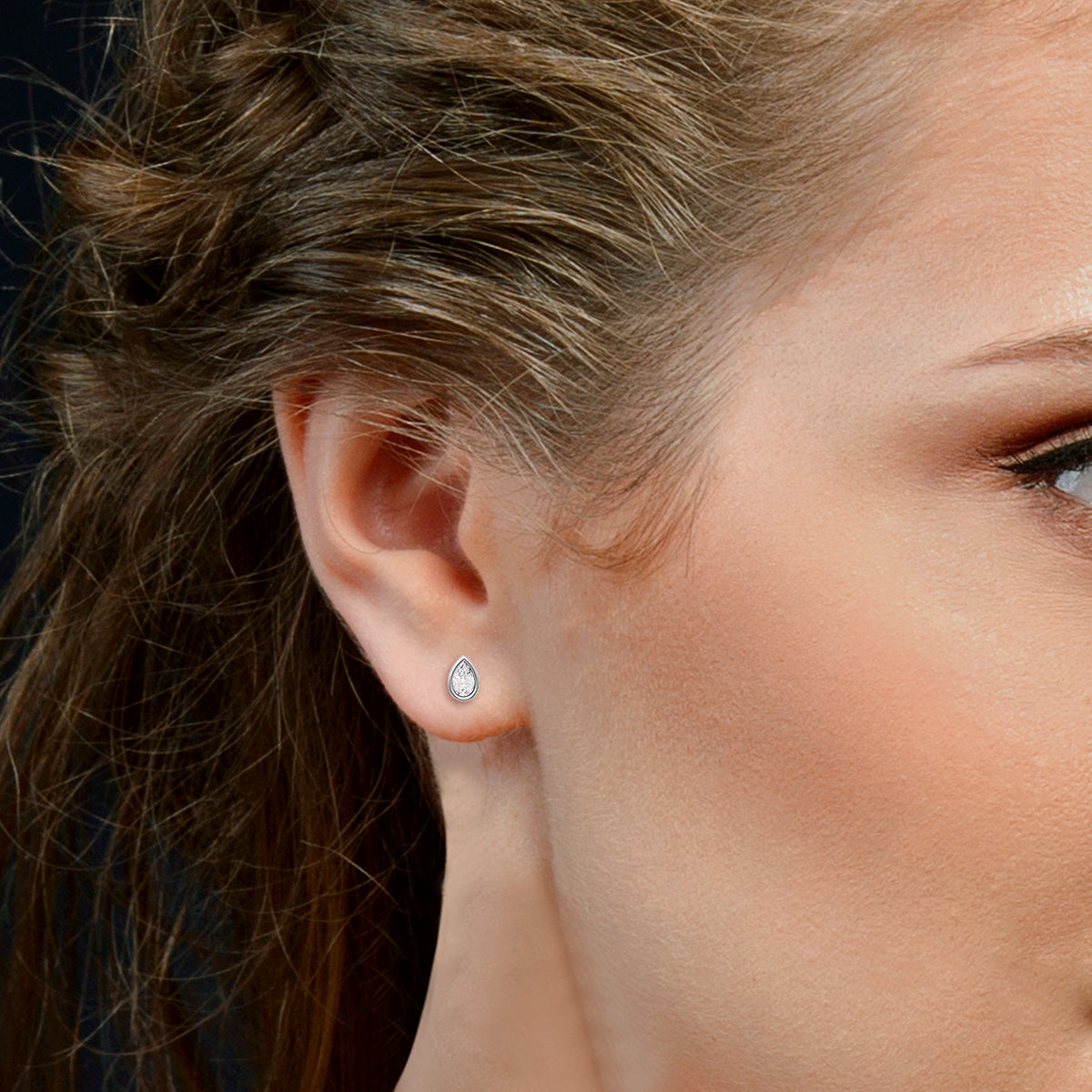 Pear Solitaire Lab Grown Diamond Bezel Studs