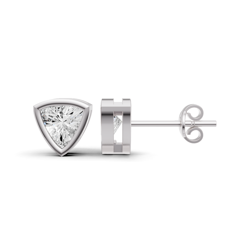 Trilliant Solitaire Lab Grown Diamond Bezel Studs