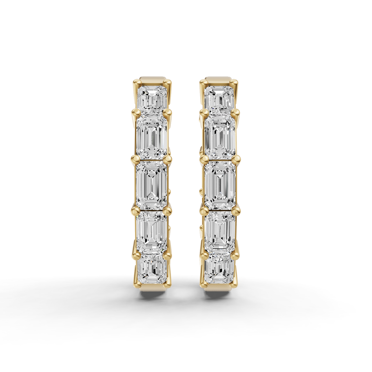 North-South Emerald 2 CTW Fancy Inside Out Hoop Earrings Lab Grown Diamonds