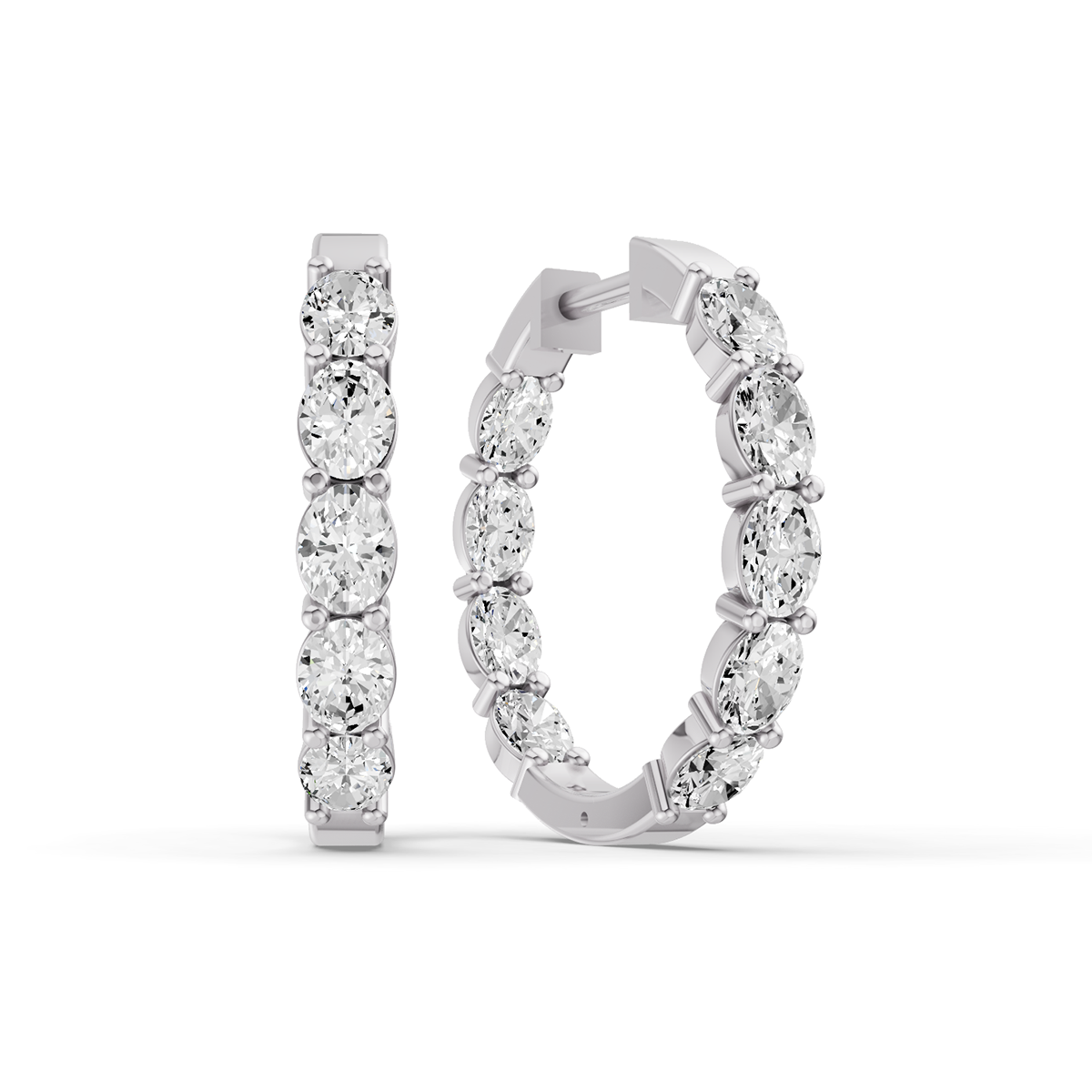 North-South Oval 2 CTW Fancy Inside Out Hoop Earrings Lab Grown Diamonds
