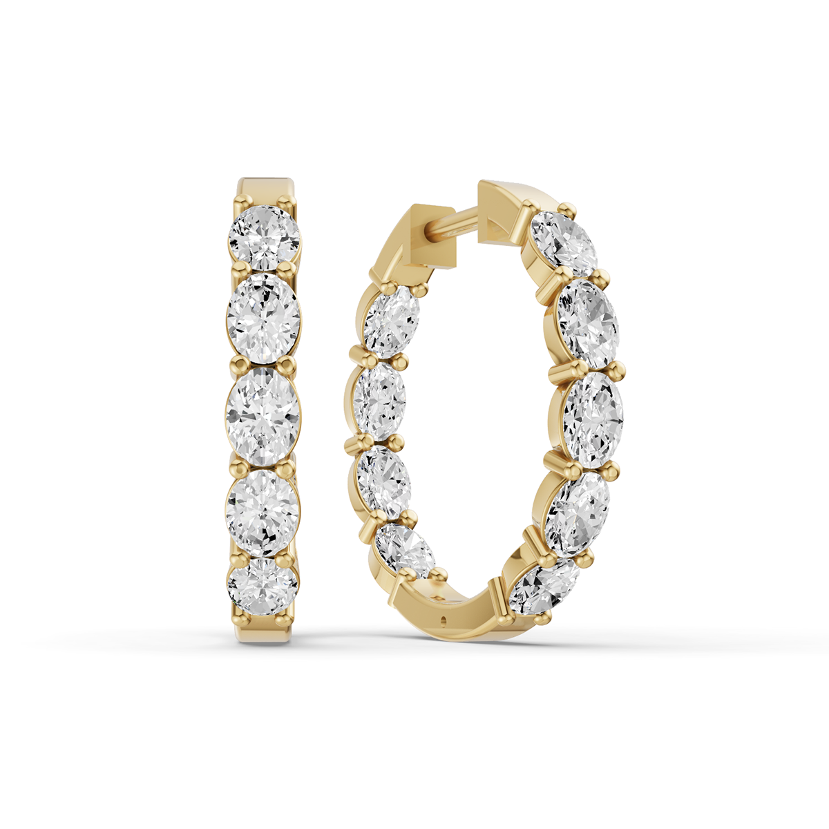 North-South Oval 2 CTW Fancy Inside Out Hoop Earrings Lab Grown Diamonds
