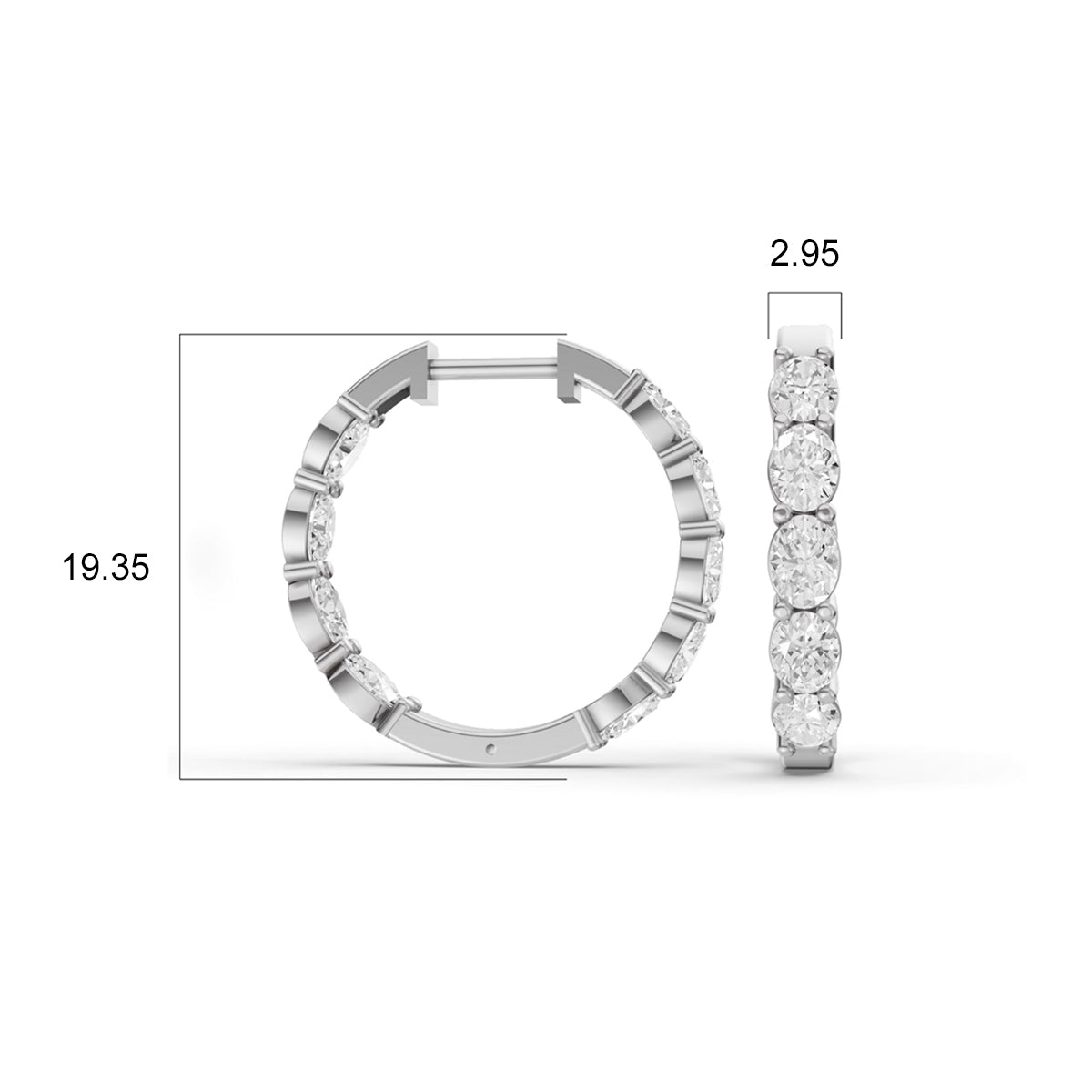 North-South Oval 2 CTW Fancy Inside Out Hoop Earrings Lab Grown Diamonds