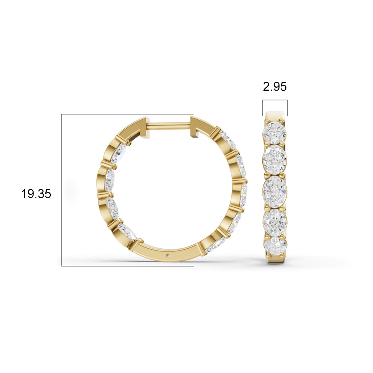 North-South Oval 2 CTW Fancy Inside Out Hoop Earrings Lab Grown Diamonds
