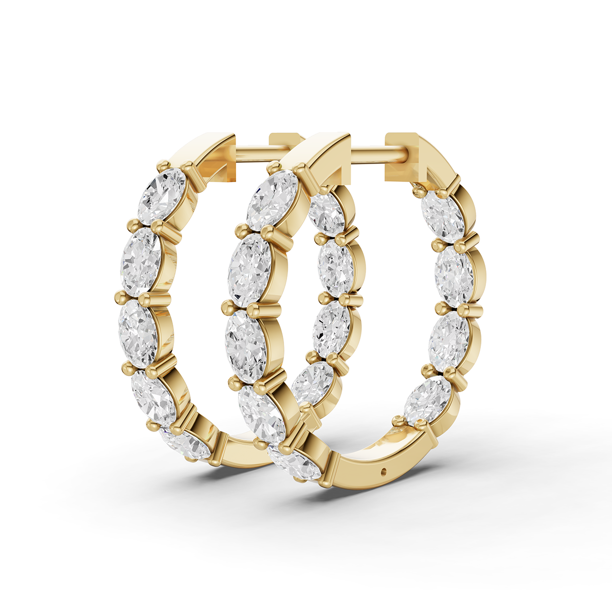North-South Oval 2 CTW Fancy Inside Out Hoop Earrings Lab Grown Diamonds