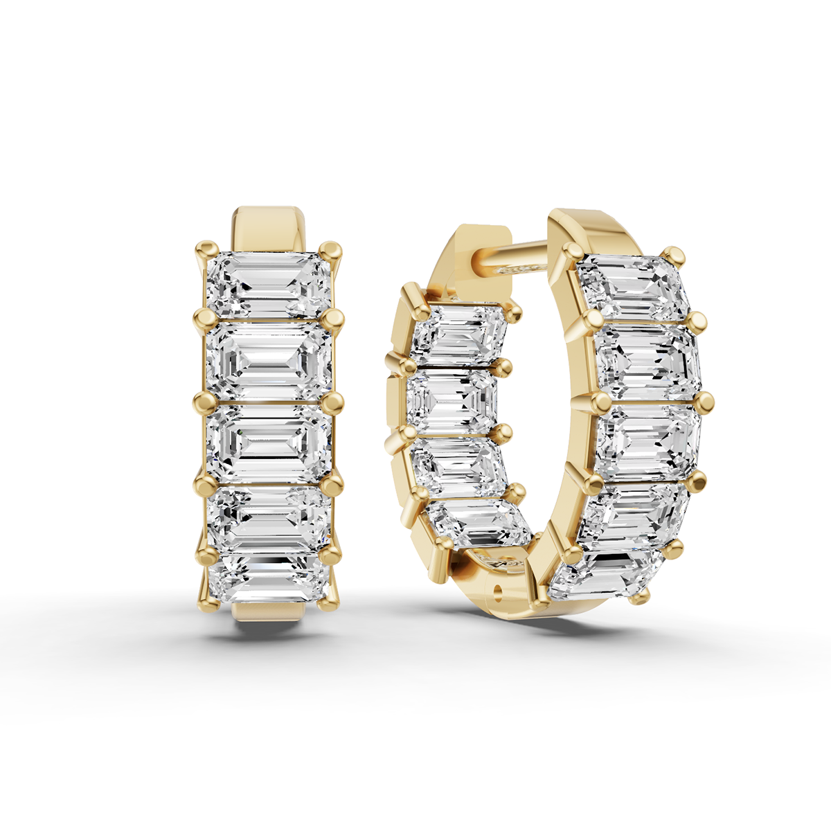 East - West Emerald 2 CTW Fancy Inside Out Hoop Earrings Lab Grown Diamonds