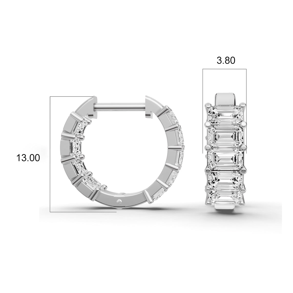 East - West Emerald 2 CTW Fancy Inside Out Hoop Earrings Lab Grown Diamonds
