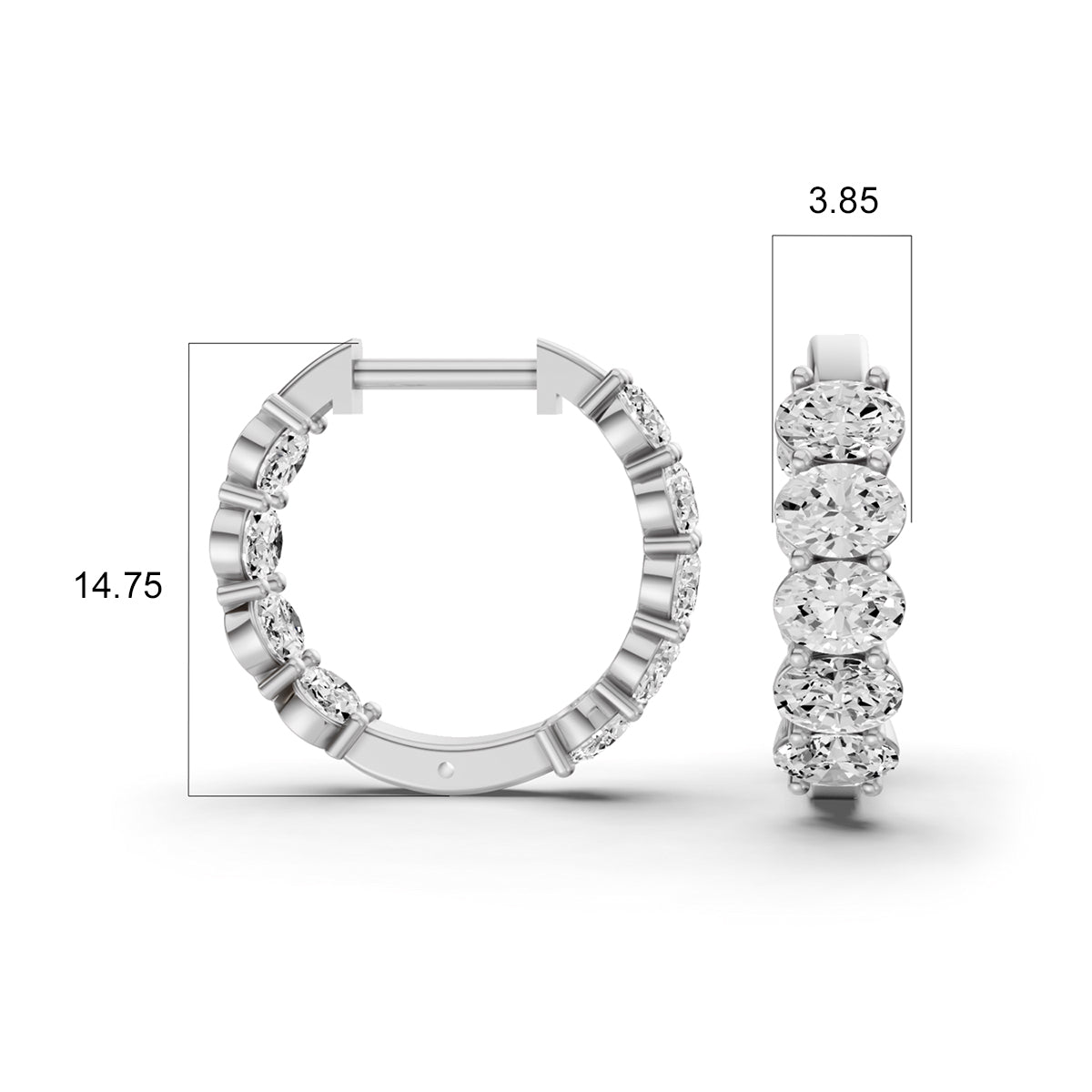 East - West Oval 2CTW Fancy Inside Out Hoop Earrings Lab Grown Diamonds