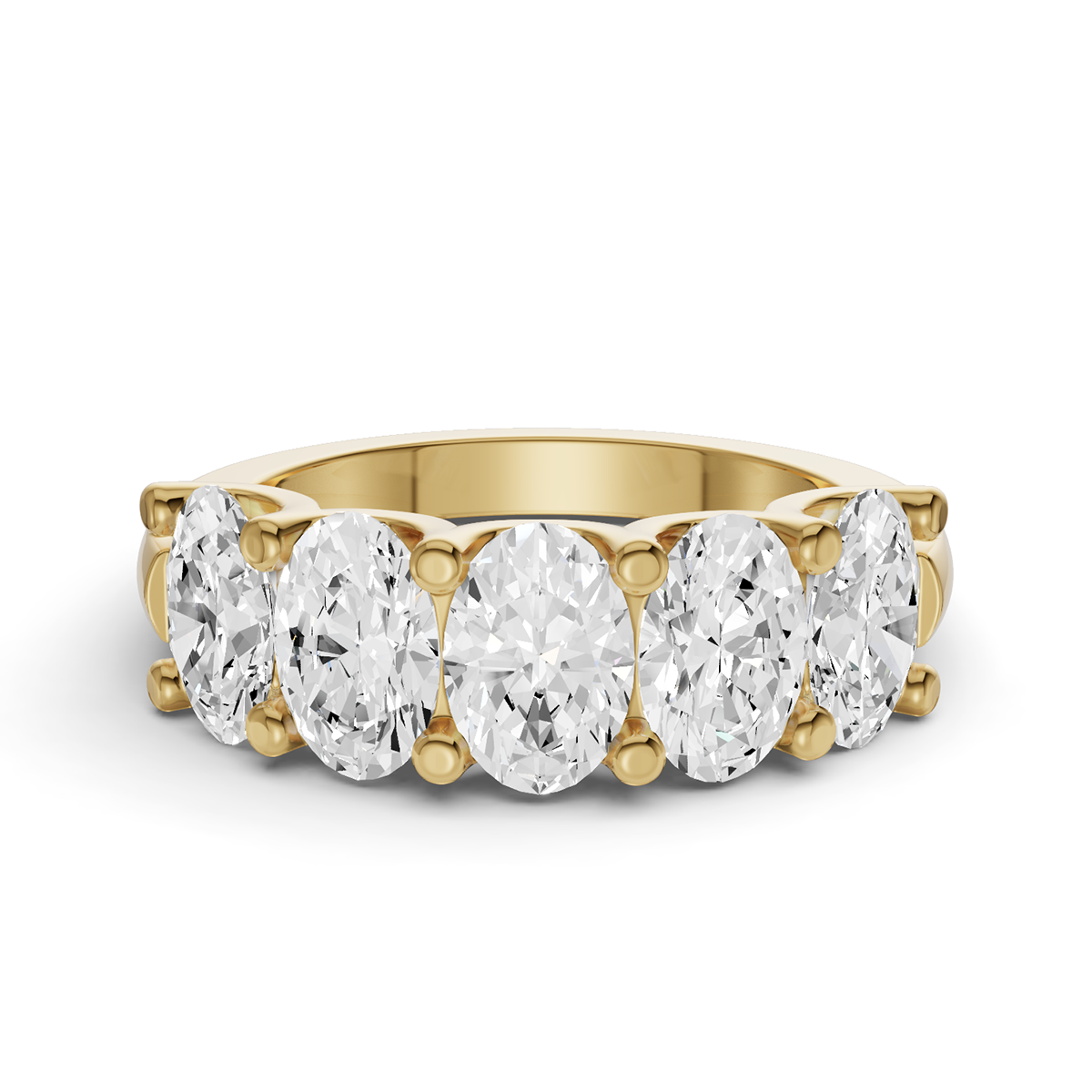 Oval Lab Grown Diamond Five-Stone Anniversary Band in 14 Karat Gold Unity Prong Setting