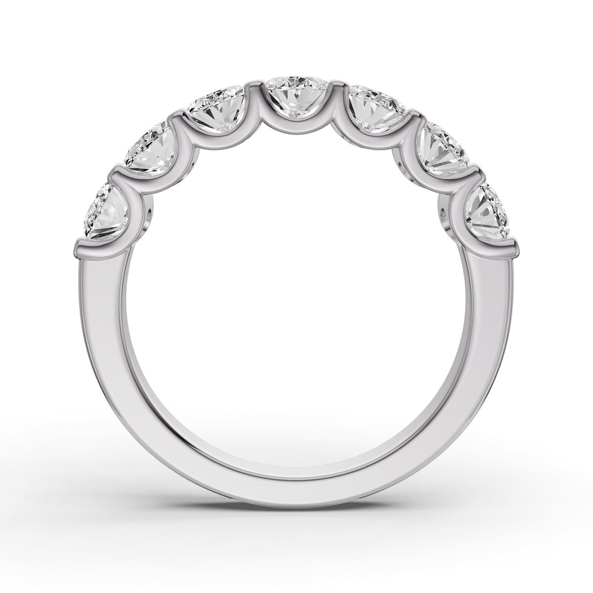 Oval Lab Grown Diamond Seven-Stone Anniversary Band in 14 Karat Gold Unity Prong Setting