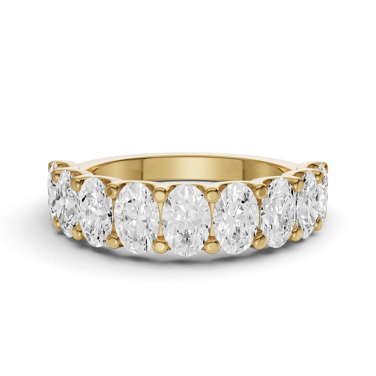 Oval Lab Grown Diamond Nine-Stone Anniversary Band in 14 Karat Gold Unity Prong Setting