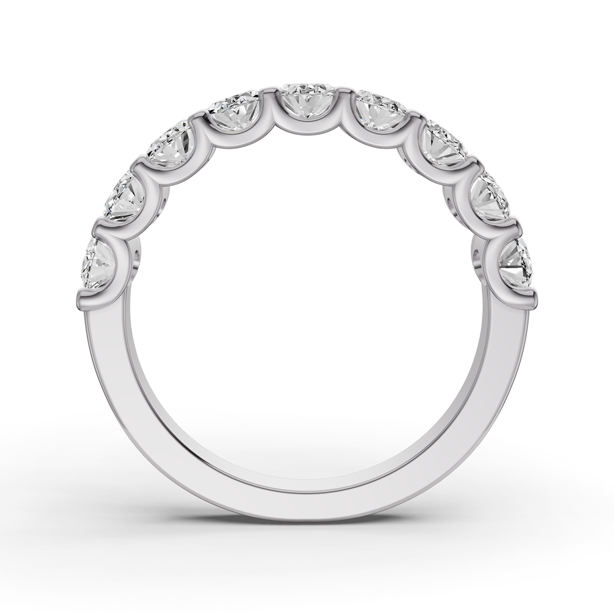 Oval Lab Grown Diamond Nine-Stone Anniversary Band in 14 Karat Gold Unity Prong Setting