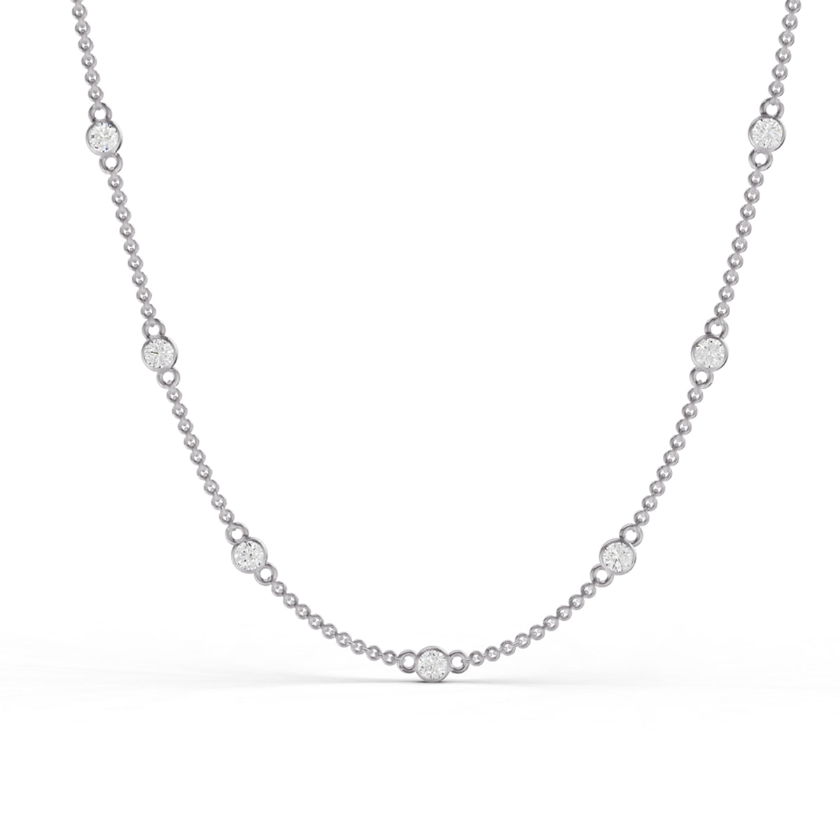 Lab Grown Diamond Station Necklace in 14 Karat Gold with Adjustable Chain
