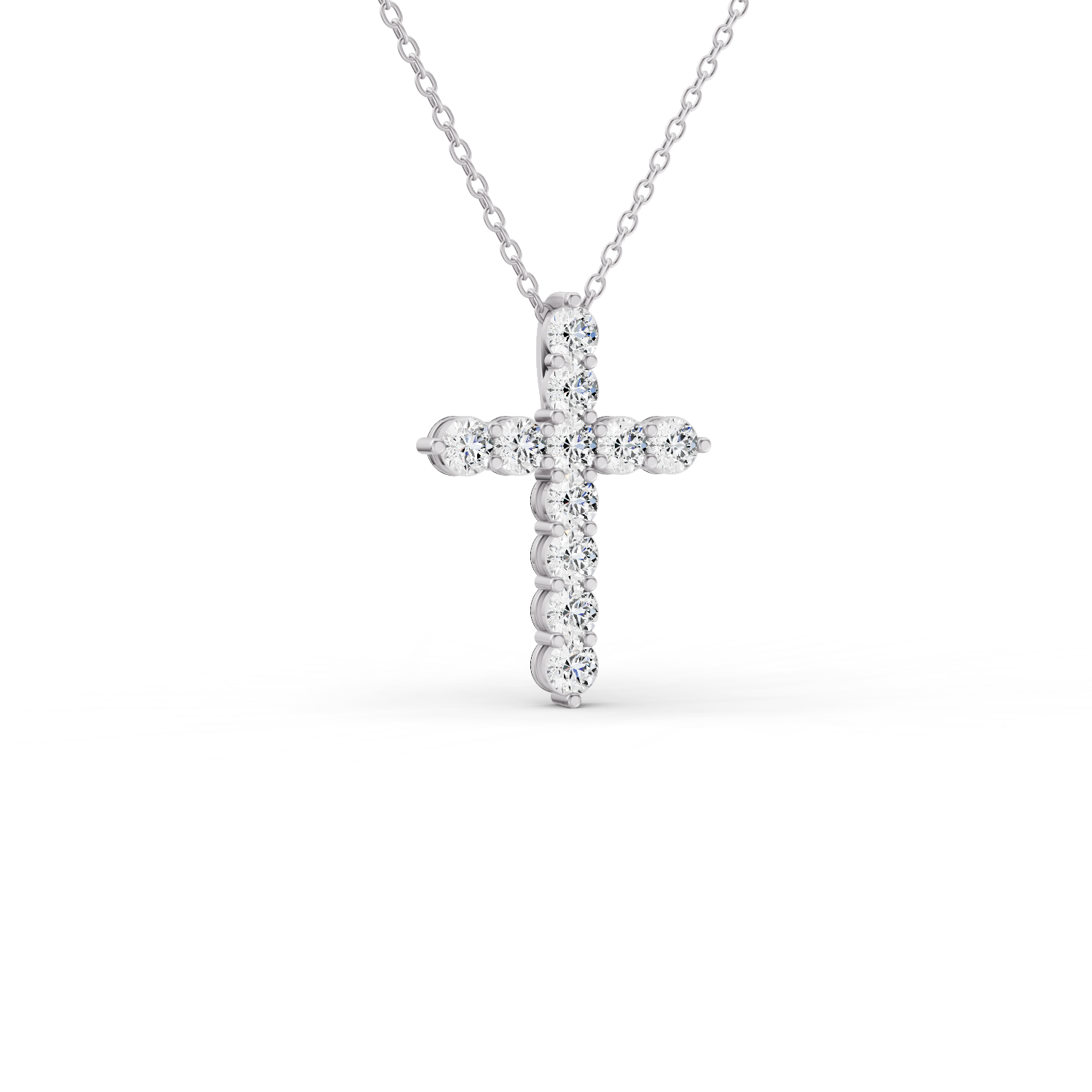 Round Lab Grown Diamond Cross Pendant in 14 Karat Gold