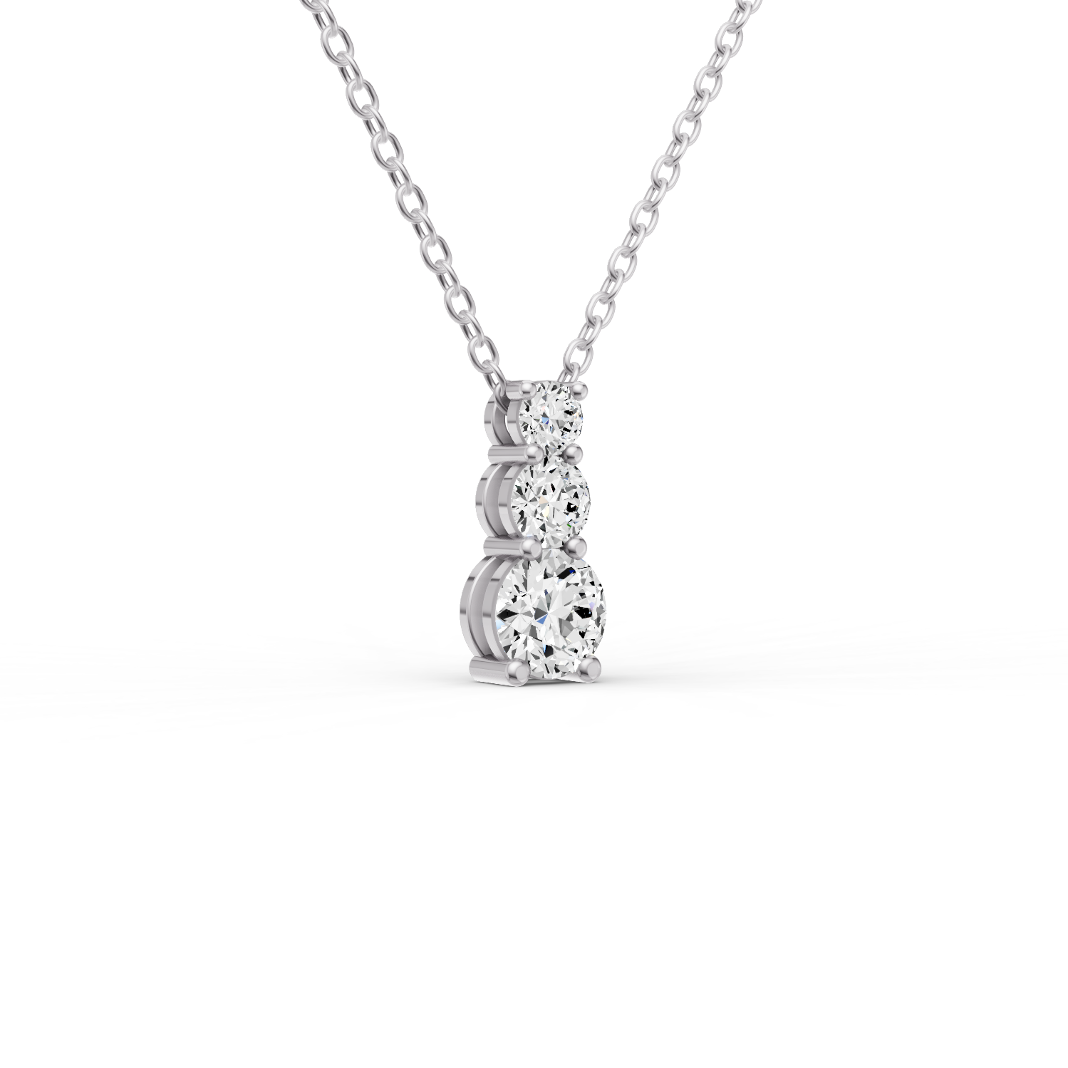 Three Stone Snowman Lab grown Diamond Pendant in 14 Karat Gold