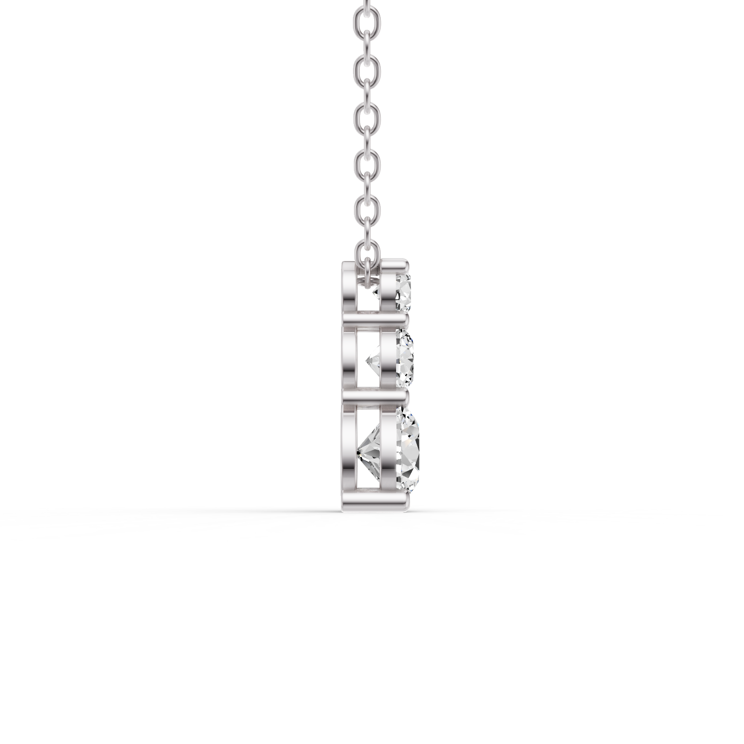 Three Stone Snowman Lab grown Diamond Pendant in 14 Karat Gold