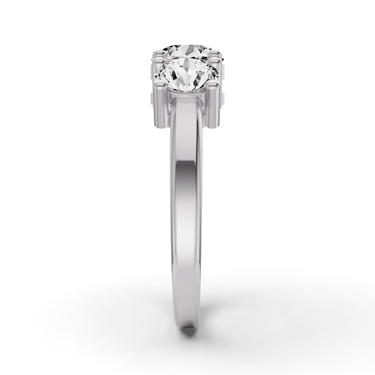 Round Three-Stone 2 CTW Lab Grown Diamond Ring in 14 Karat Gold Basket Setting