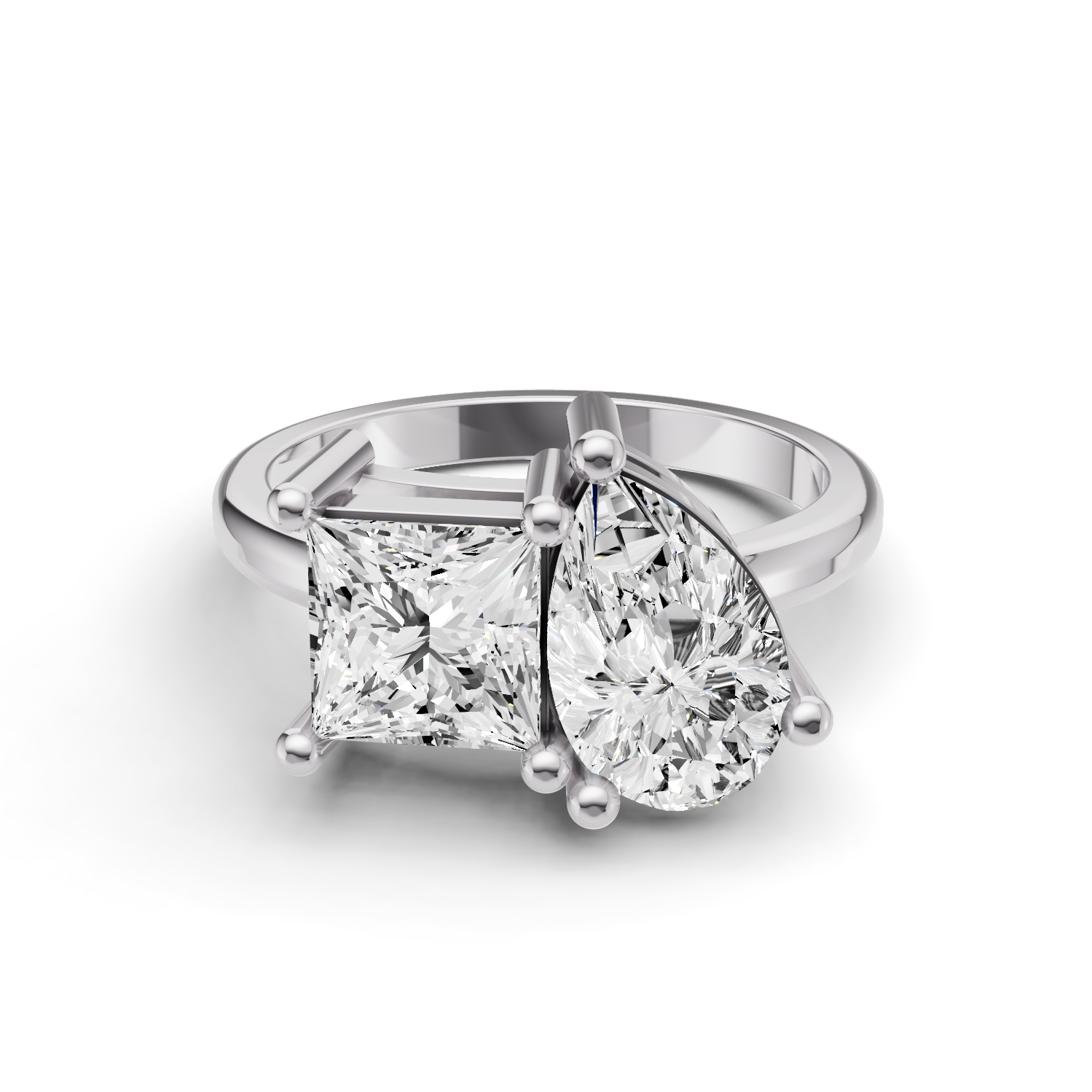 4 CT TW Toi et Moi Mixed Shape Two Stone Lab Grown Diamond Rings in 14 Karat Gold