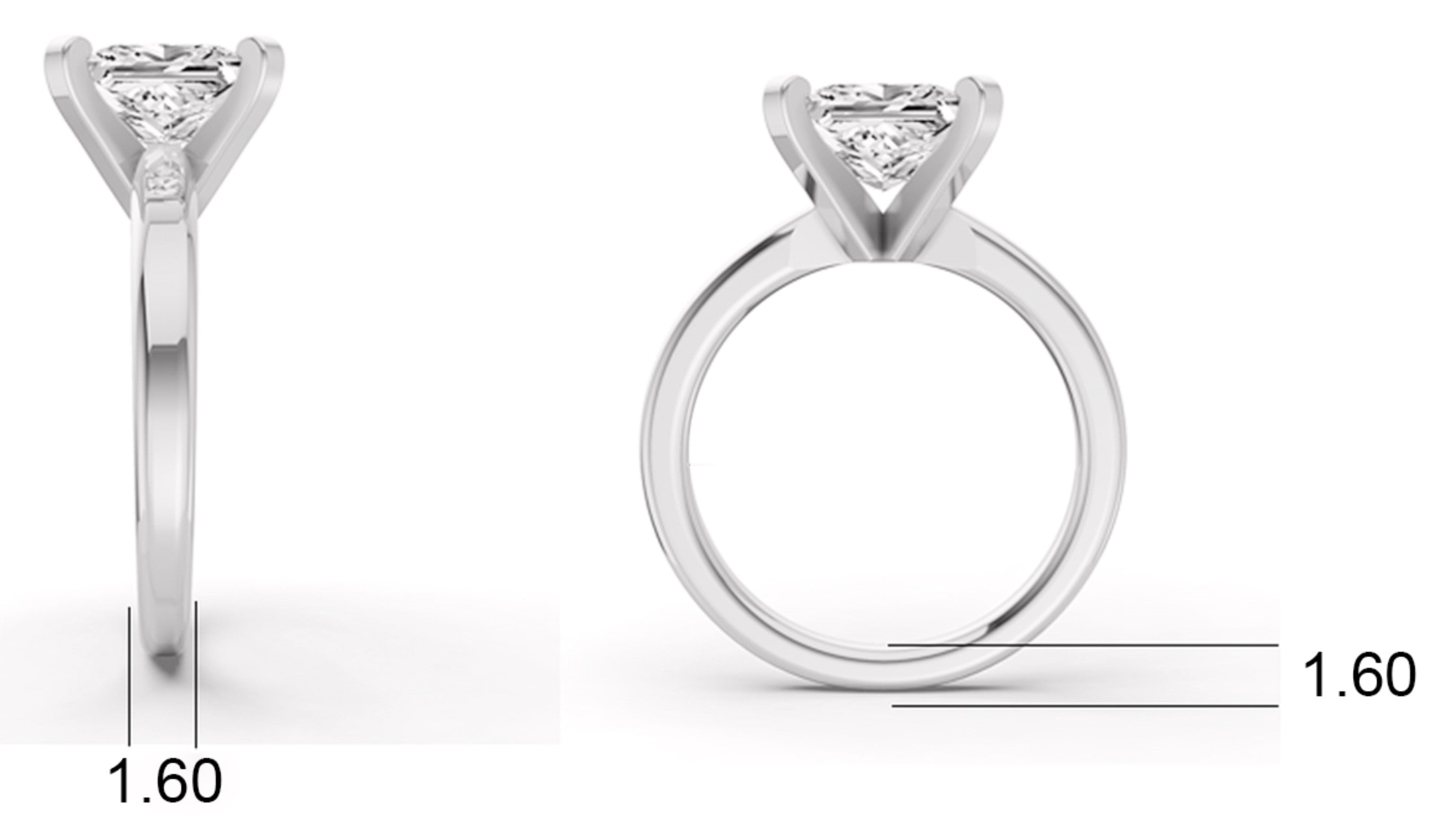 Princess Solitaire Lab Grown Diamond Low Setting in 14 Karat Gold