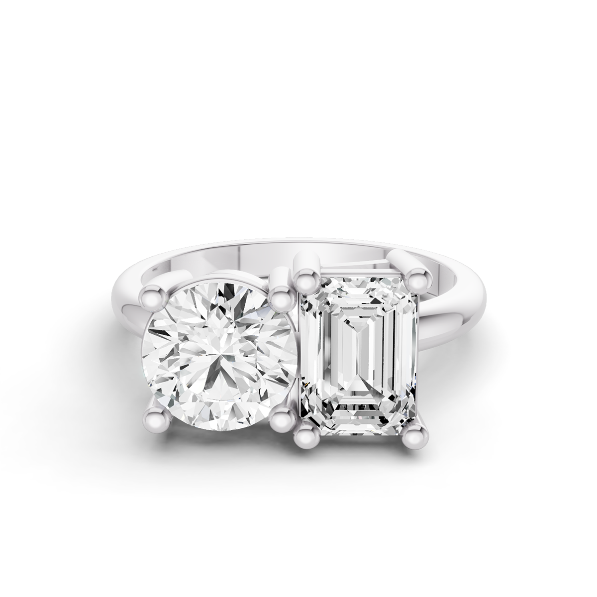 4 CT TW Toi et Moi Mixed Shape Two Stone Lab Grown Diamond Rings in 14 Karat Gold