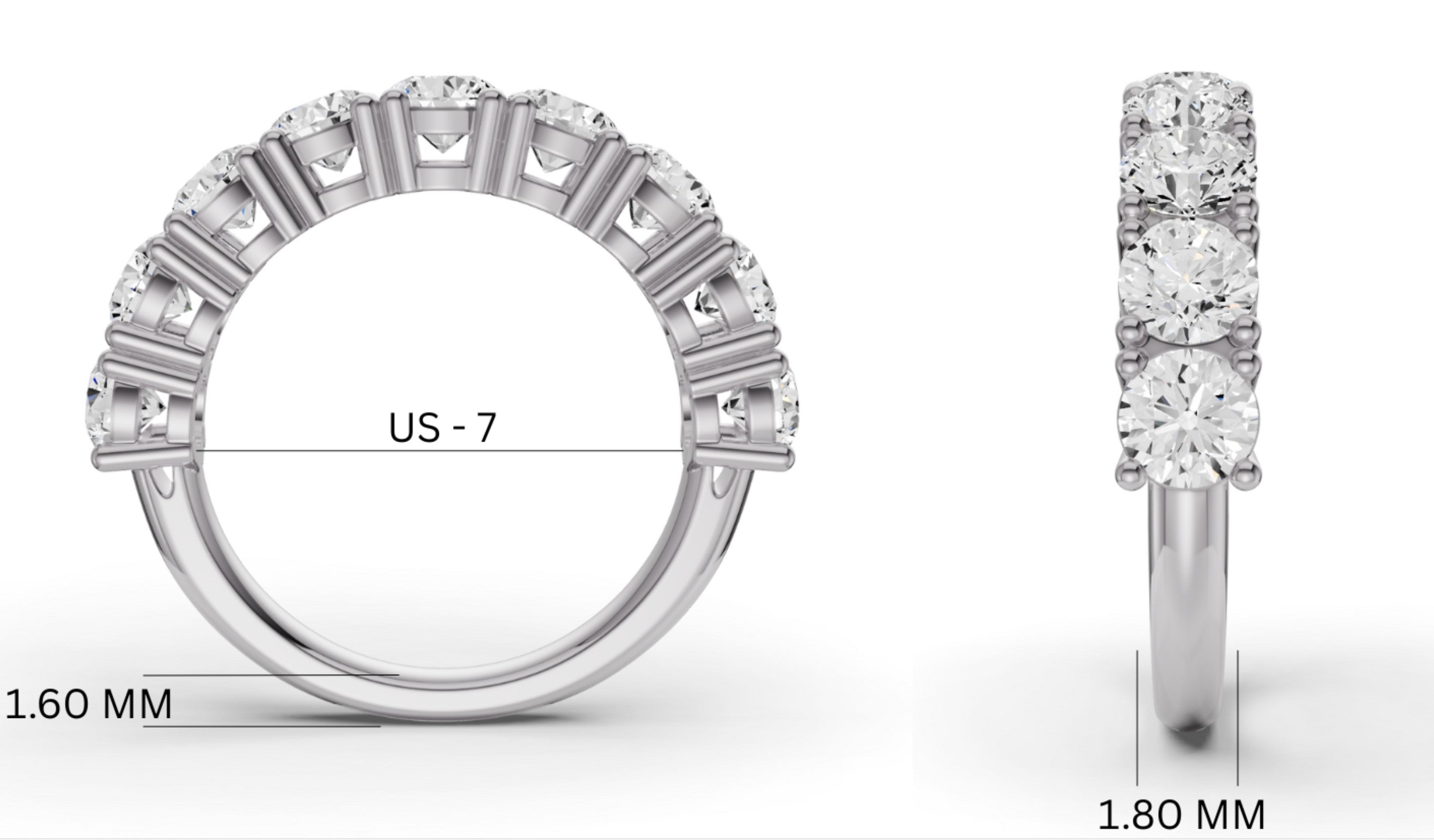 Round Lab Grown Diamond Nine-Stone Anniversary Band in 14Karat Gold Basket Setting