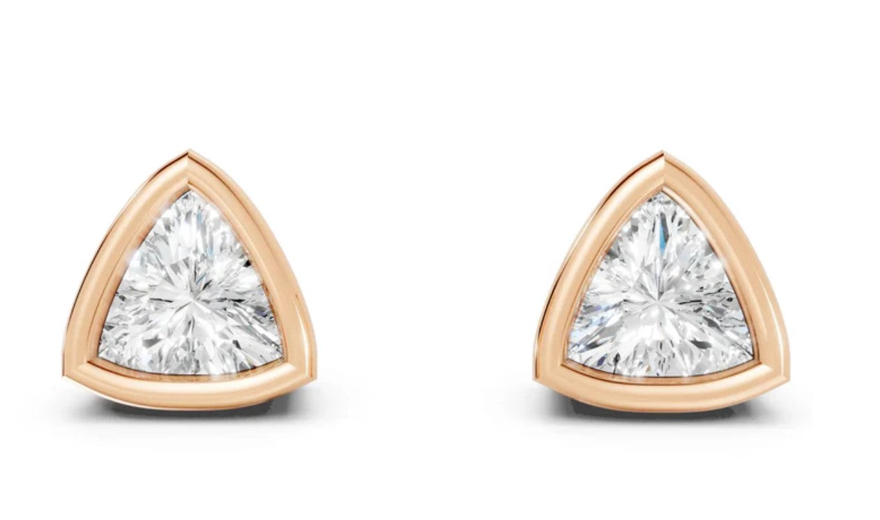 Trilliant Solitaire Lab Grown Diamond Bezel Studs