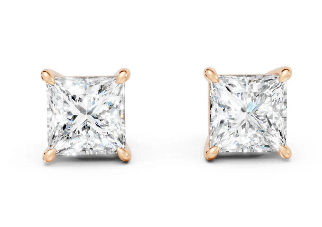 Princess Prong Set Solitaire Lab Grown Diamond Studs