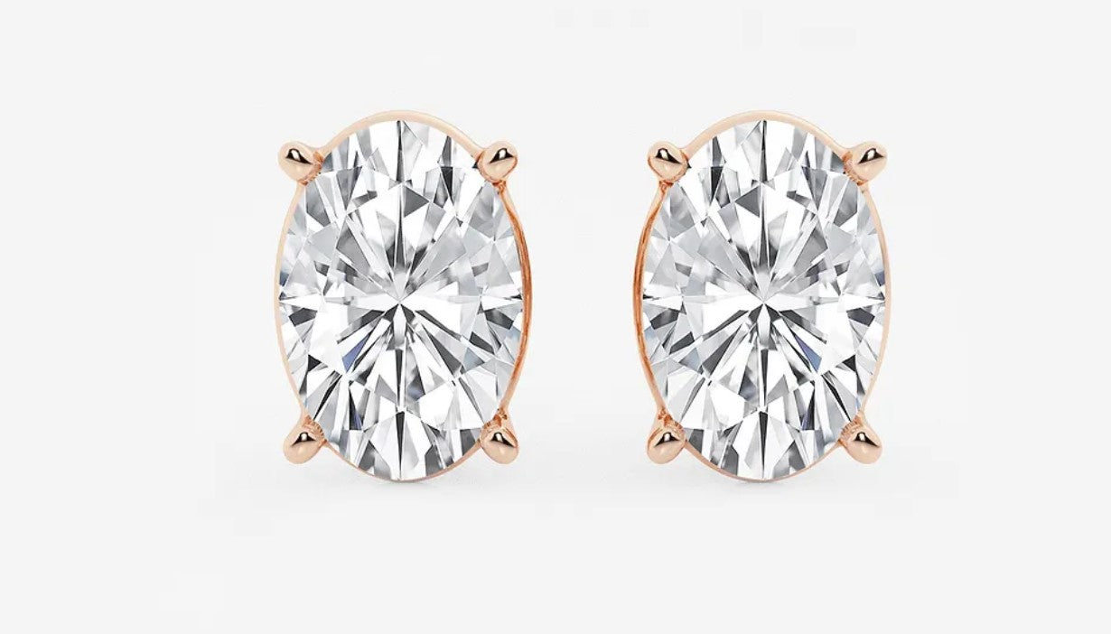 Oval Prong Set Solitaire Lab Grown Diamond Studs