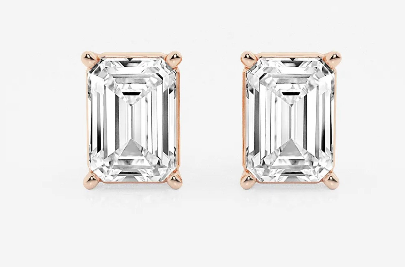 Emerald Prong Set Solitaire Lab Grown Diamond Studs