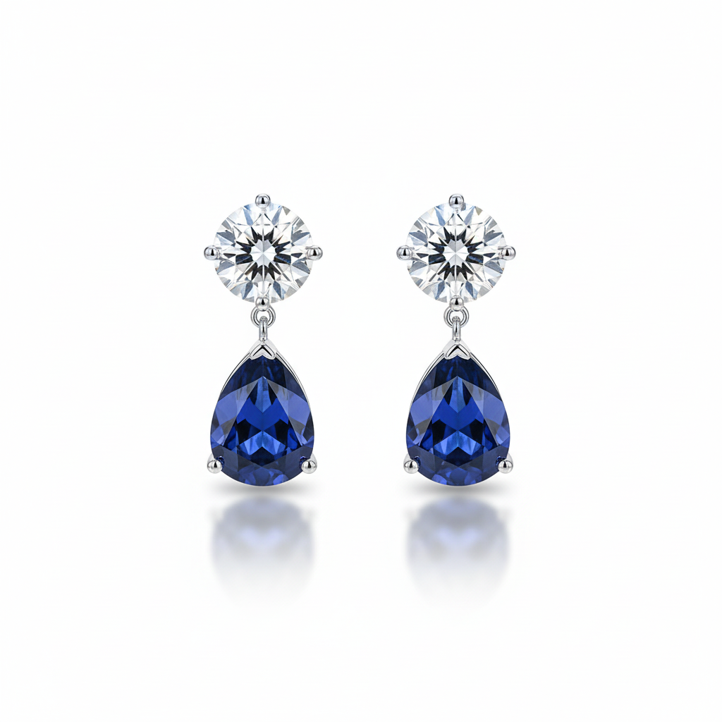 Diamond & Sapphire Drop Earrings