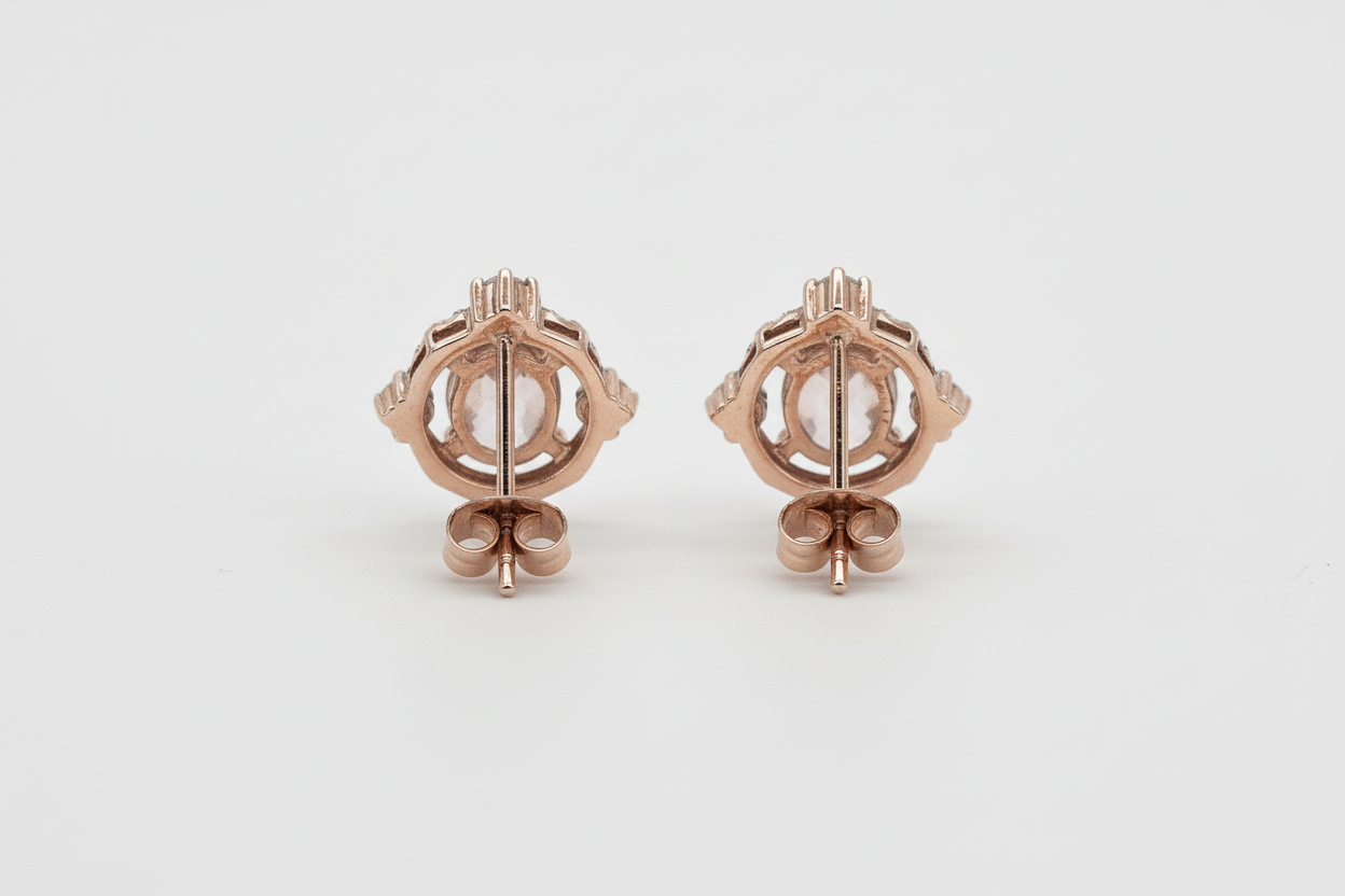 Earrings side view showing backs