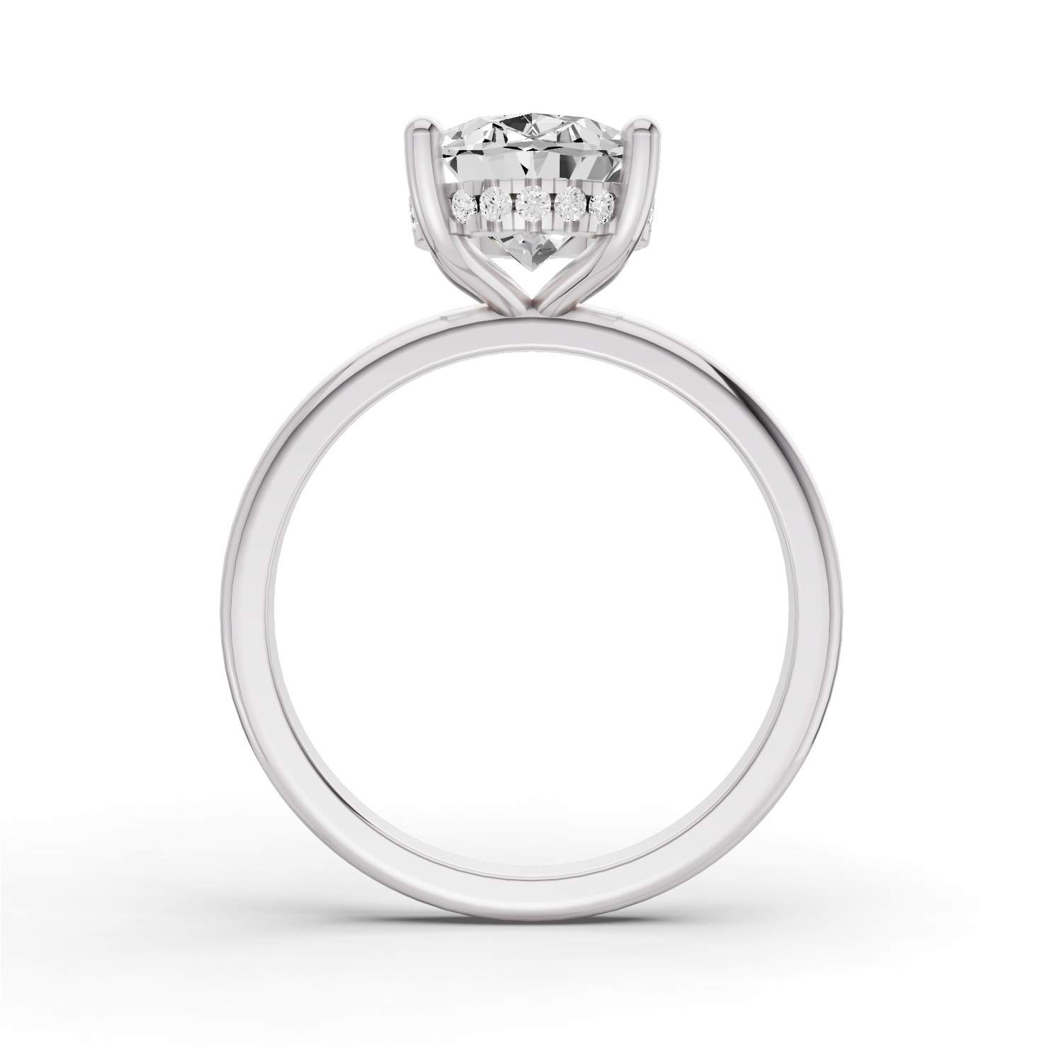 Oval Hidden Halo Plain Shank Engagement Lab Grown Diamond Ring